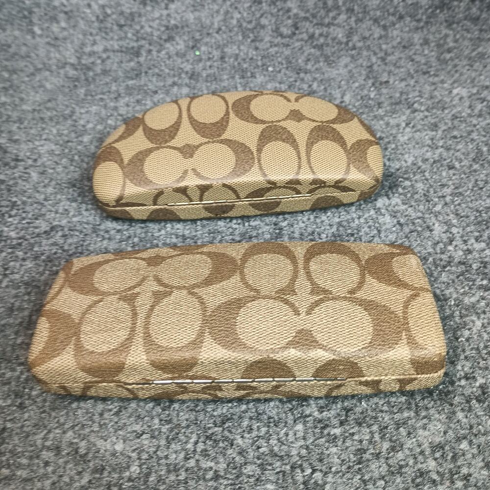 Coach Eyeglass Case Brown Signature Monogram Hard Clamshell 2ct - Picture 4 of 10